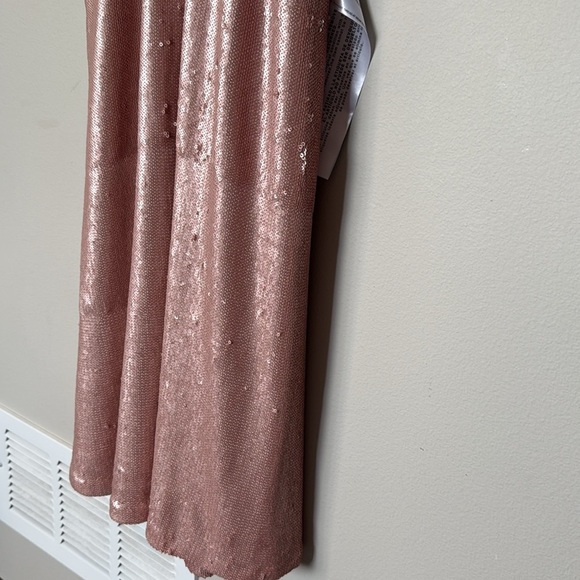 Dress the Population Rose Gold Sequin Sparkling NWT VNeck Midi Dress Prom XS - Picture 5 of 13